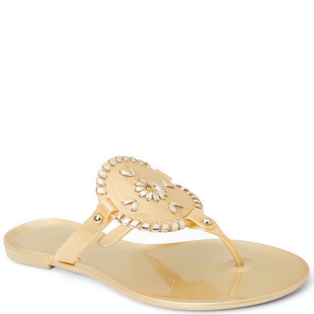 Jack Rogers Gold Collins Jelly Slip On Thong Sandals Size 6